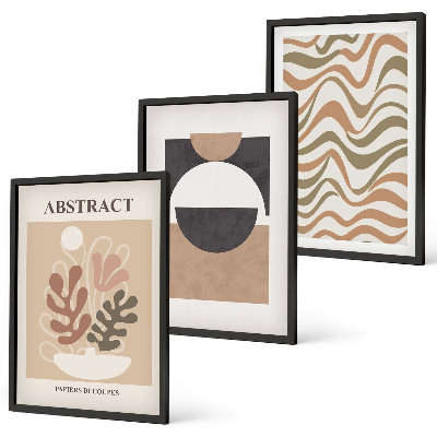 Three-piece wall art piece Abstract shapes patterns