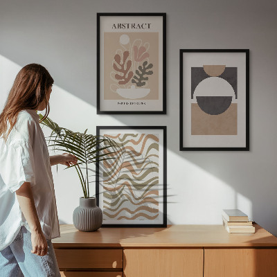 Three-piece wall art piece Abstract shapes patterns