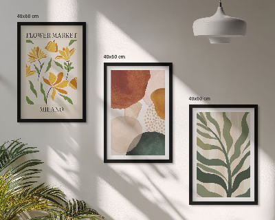 Set of 3 framed wall art pieces Floral abstract shapes