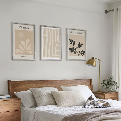 Wall art set Stylish plant patterns beige black