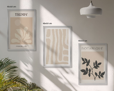 Wall art set Stylish plant patterns beige black