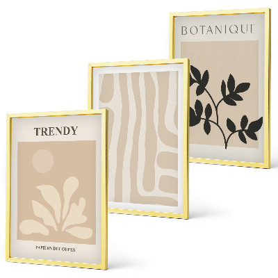 Wall art set Stylish plant patterns beige black