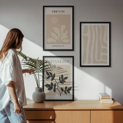 Wall art set Stylish plant patterns beige black