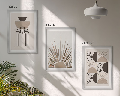 Three-piece wall art piece Abstract shapes beige brown