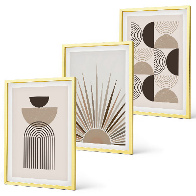 Three-piece wall art piece Abstract shapes beige brown