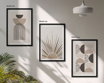 Three-piece wall art piece Abstract shapes beige brown