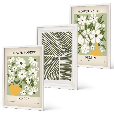 Three-piece wall art piece Floral patterns London Dublin