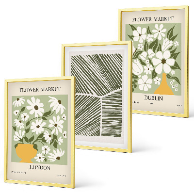 Three-piece wall art piece Floral patterns London Dublin