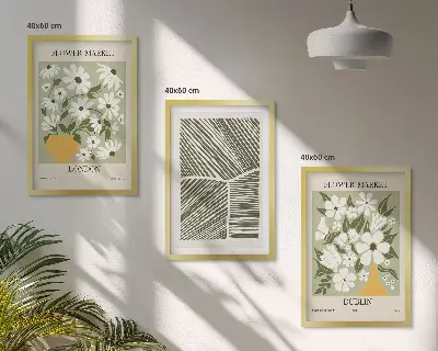 Three-piece floral wall art set featuring London and Dublin patterns