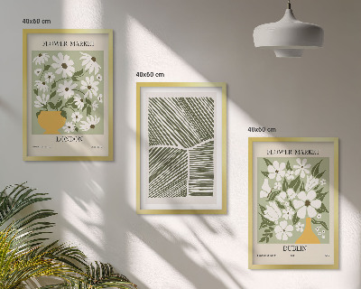Three-piece wall art piece Floral patterns London Dublin