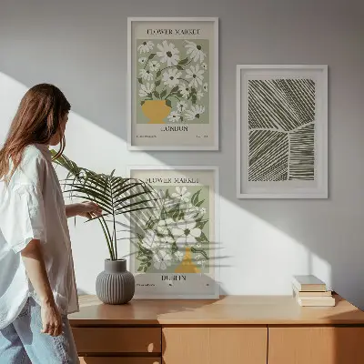 Three-piece floral wall art set featuring London and Dublin patterns