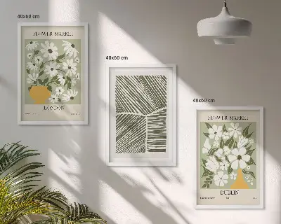 Three-piece floral wall art set featuring London and Dublin patterns