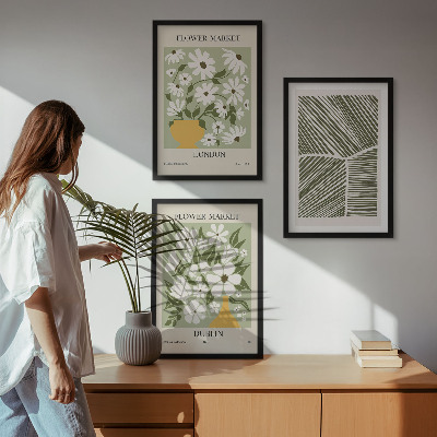 Three-piece wall art piece Floral patterns London Dublin