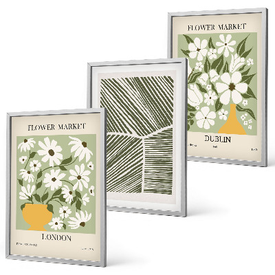 Three-piece wall art piece Floral patterns London Dublin