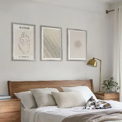 Minimalist sand lines sun wall art set of 3 framed pieces