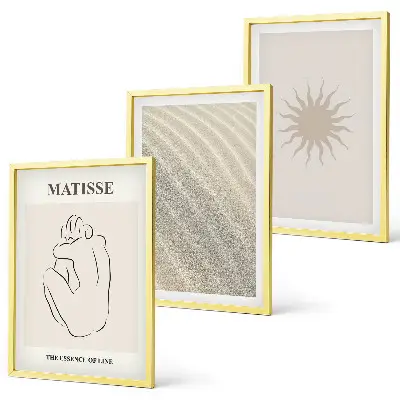 Minimalist sand lines sun wall art set of 3 framed pieces