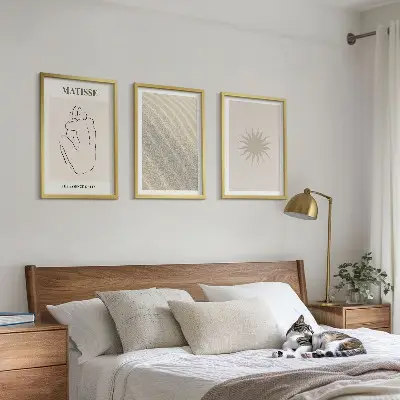 Minimalist sand lines sun wall art set of 3 framed pieces