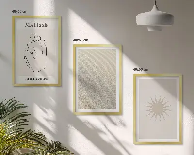 Minimalist sand lines sun wall art set of 3 framed pieces