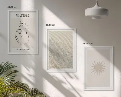 Minimalist sand lines sun wall art set of 3 framed pieces