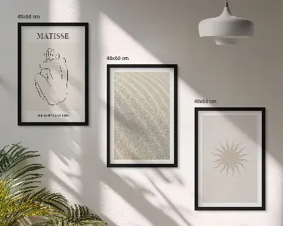 Minimalist sand lines sun wall art set of 3 framed pieces