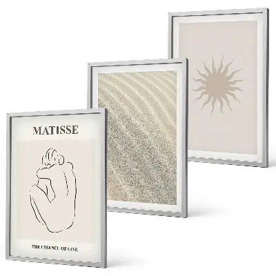 Minimalist sand lines sun wall art set of 3 framed pieces