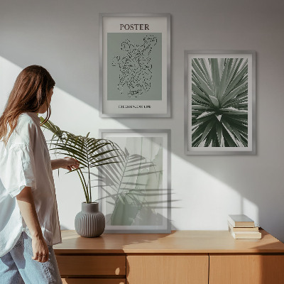Wall art set Plant patterns in green