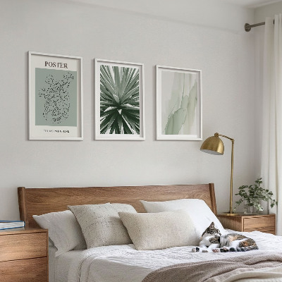 Wall art set Plant patterns in green