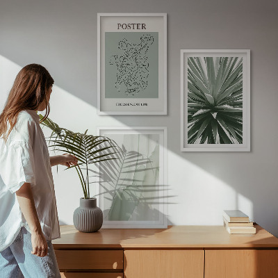 Wall art set Plant patterns in green