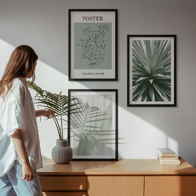 Wall art set Plant patterns in green