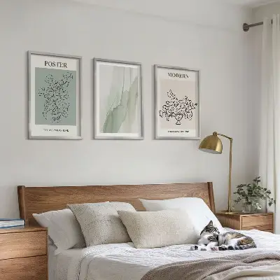 Flowers in a modern vase wall art three-piece set