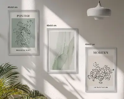 Flowers in a modern vase wall art three-piece set