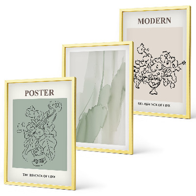 Three-piece wall art piece Flowers in a modern vase