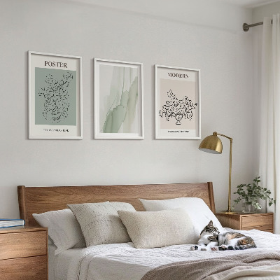 Three-piece wall art piece Flowers in a modern vase