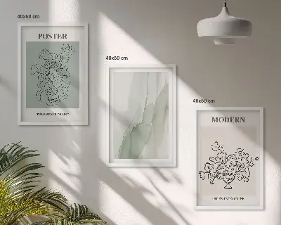 Flowers in a modern vase wall art three-piece set