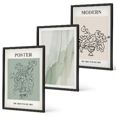 Flowers in a modern vase wall art three-piece set