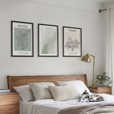 Three-piece wall art piece Flowers in a modern vase