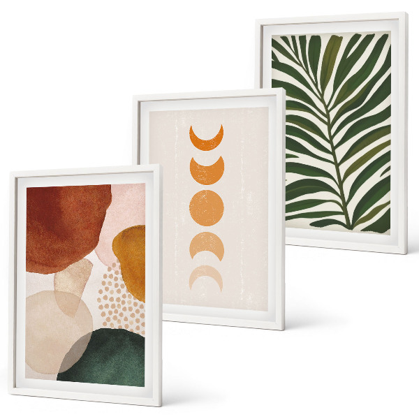 Three-piece wall art piece Abstract leaf shapes