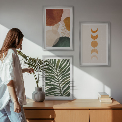 Three-piece wall art piece Abstract leaf shapes
