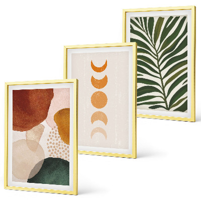 Three-piece wall art piece Abstract leaf shapes