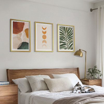 Three-piece wall art piece Abstract leaf shapes