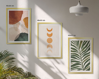 Three-piece wall art piece Abstract leaf shapes