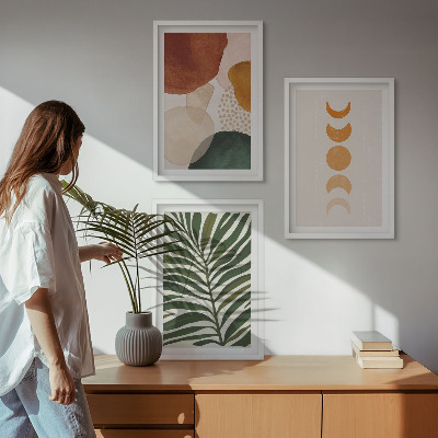 Three-piece wall art piece Abstract leaf shapes