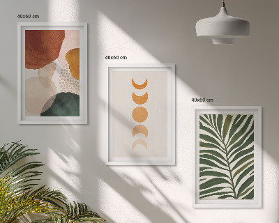 Three-piece wall art piece Abstract leaf shapes