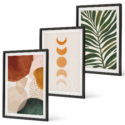 Three-piece wall art piece Abstract leaf shapes