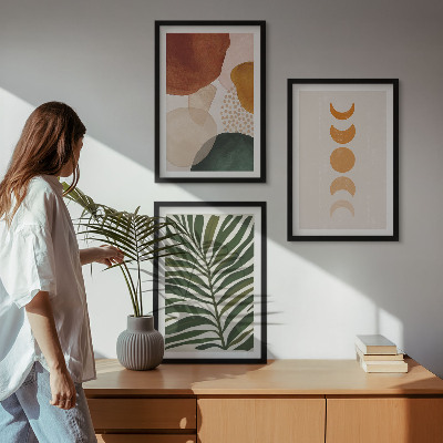 Three-piece wall art piece Abstract leaf shapes