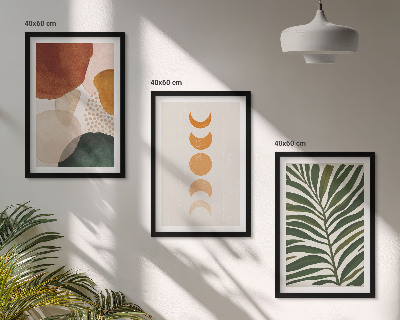 Three-piece wall art piece Abstract leaf shapes