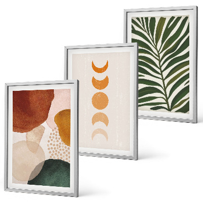 Three-piece wall art piece Abstract leaf shapes