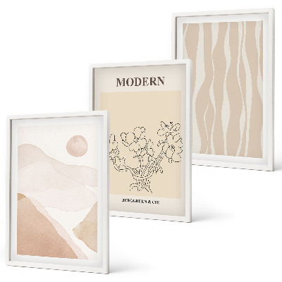 Set of 3 framed wall art pieces Abstract shapes colors