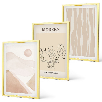 Set of 3 framed wall art pieces Abstract shapes colors