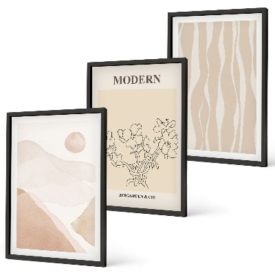 Set of 3 framed wall art pieces Abstract shapes colors